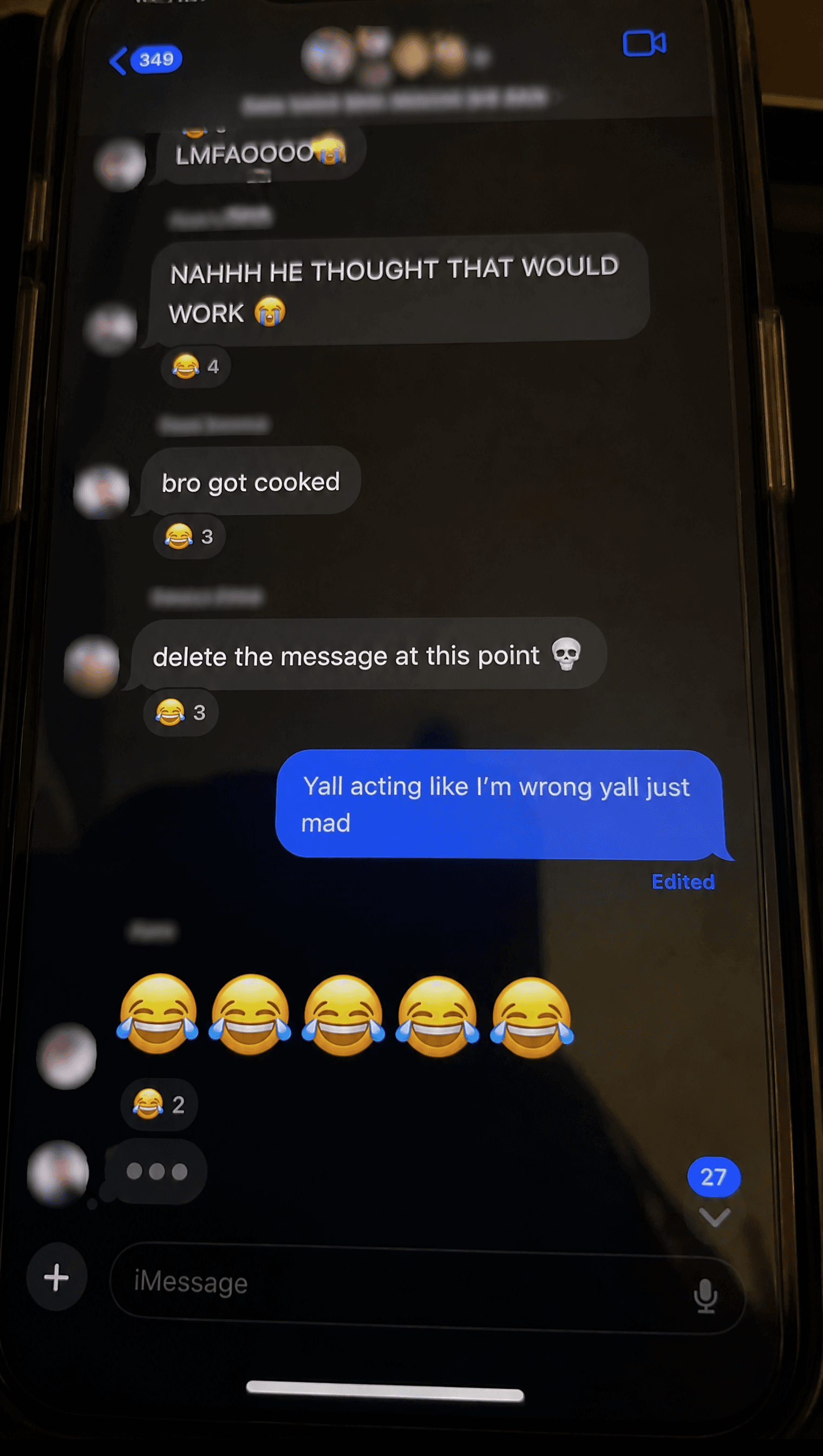 Chat screenshot before AI roast โ no good comeback โ SpicyReplies